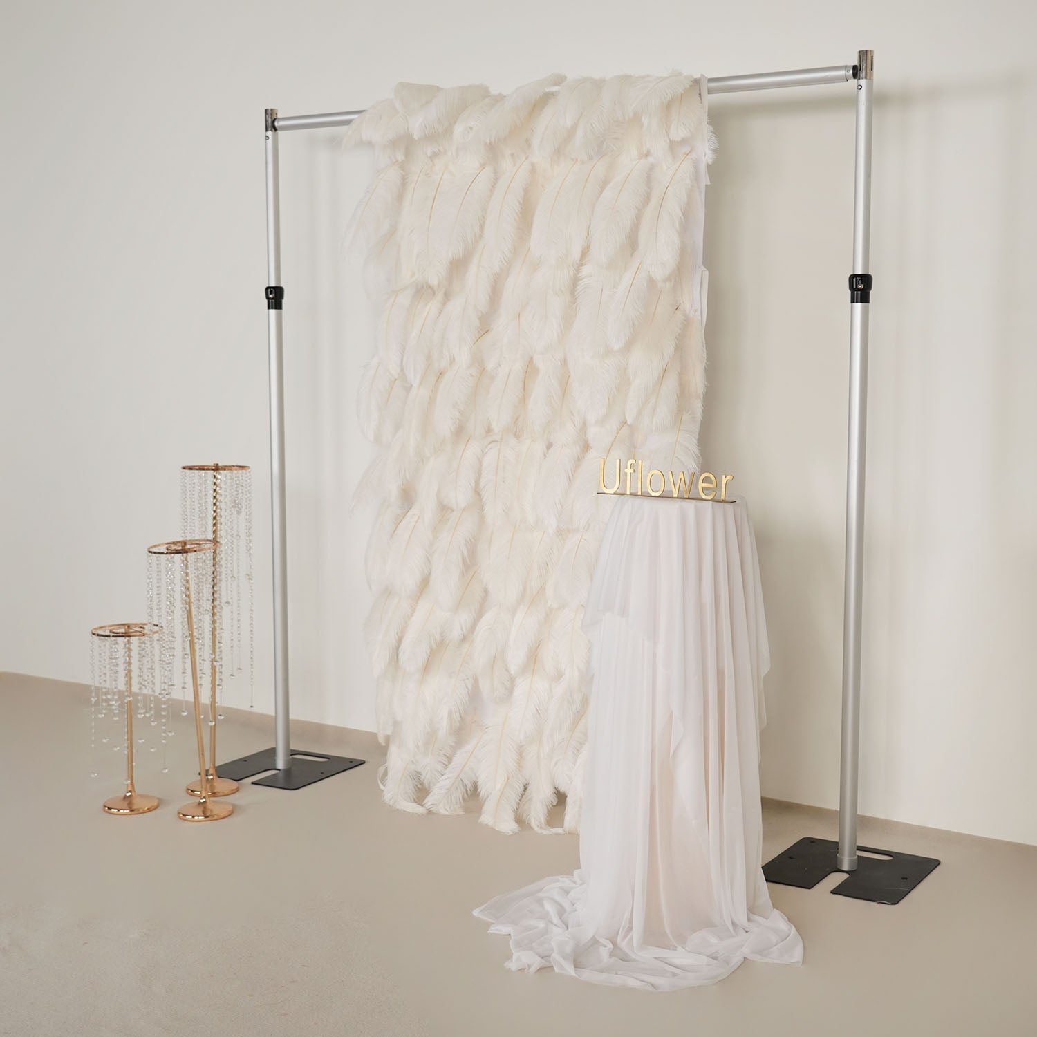 Uflower Artificial White 5D Flower Wall Wedding Backdrop Decoration